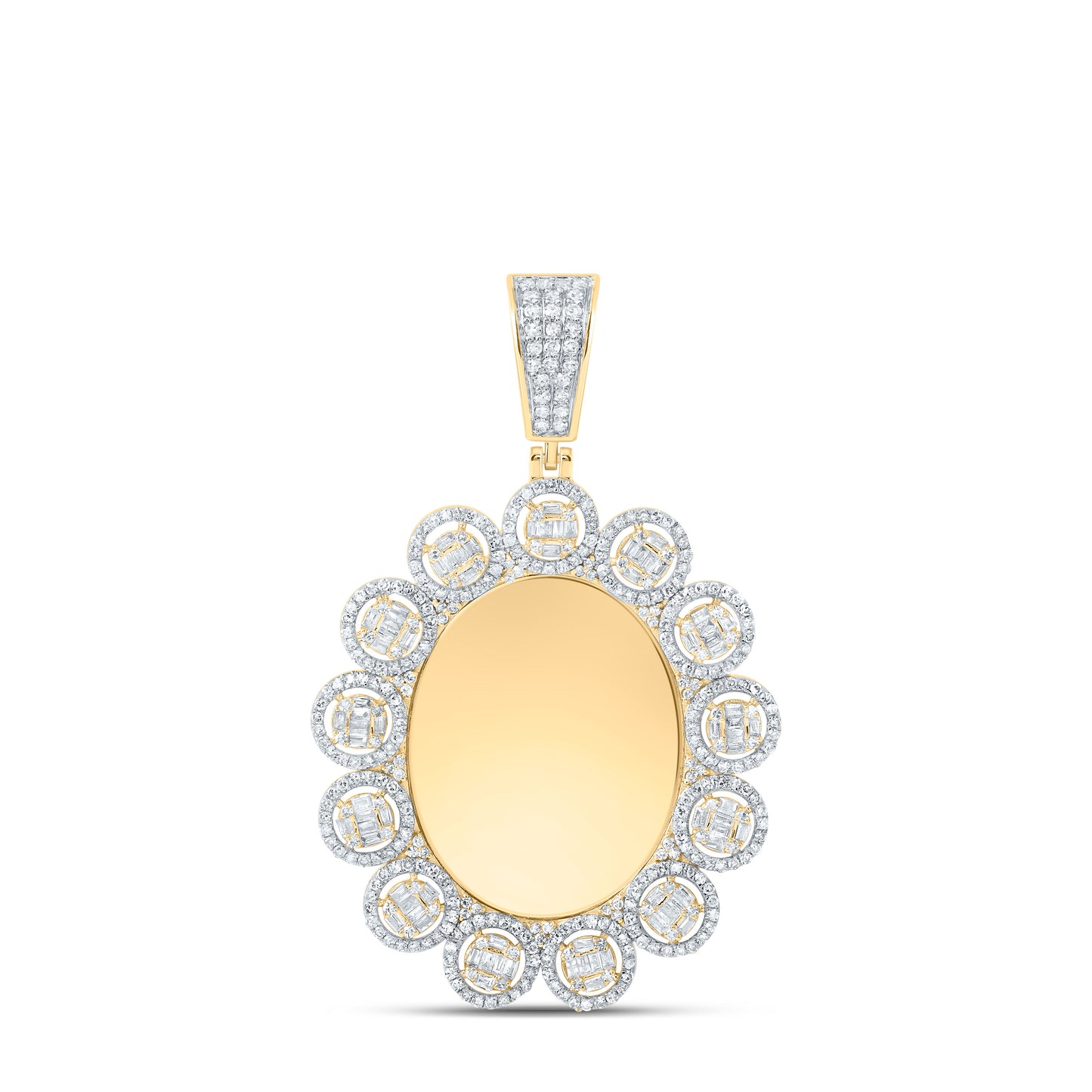 10kt Yellow Gold 1 5/8 Cttw Diamond Memory Round Mens Charm
