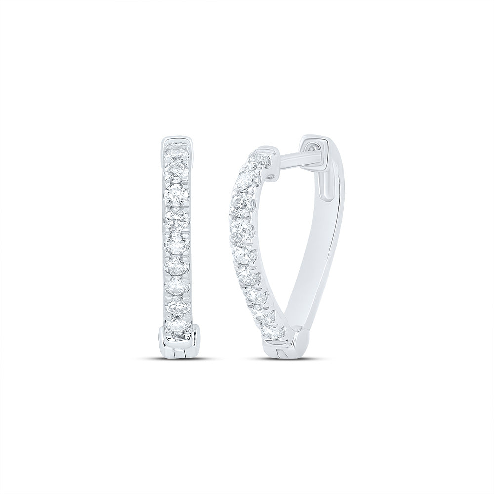 10kt White Gold 1/4 Cttw Diamond Fashion Heart Hoops Earring