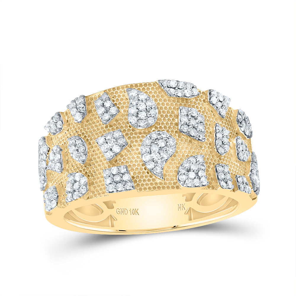 10kt Yellow Gold 5/8 Cttw Natural Diamond Nugget Men's Ring, Men Size: 8-12