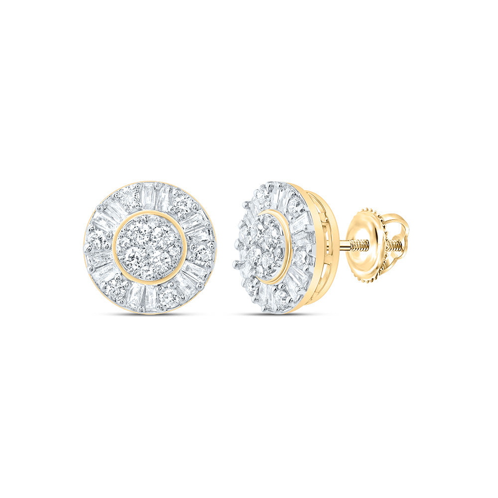 10kt Yellow Gold 3/4 Cttw Natural Diamond Fashion Round Stud Earring