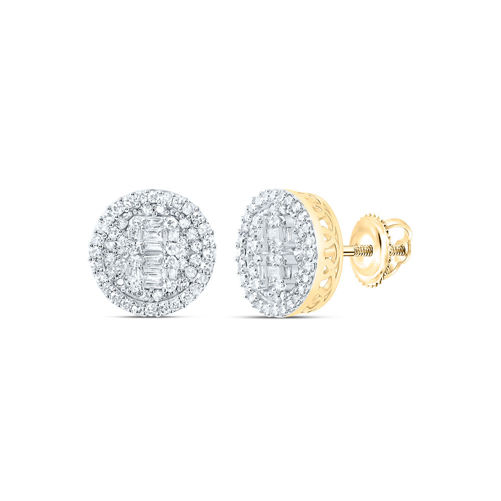 10kt Yellow Gold 5/8 Cttw Natural Diamond Fashion Round Stud Earring