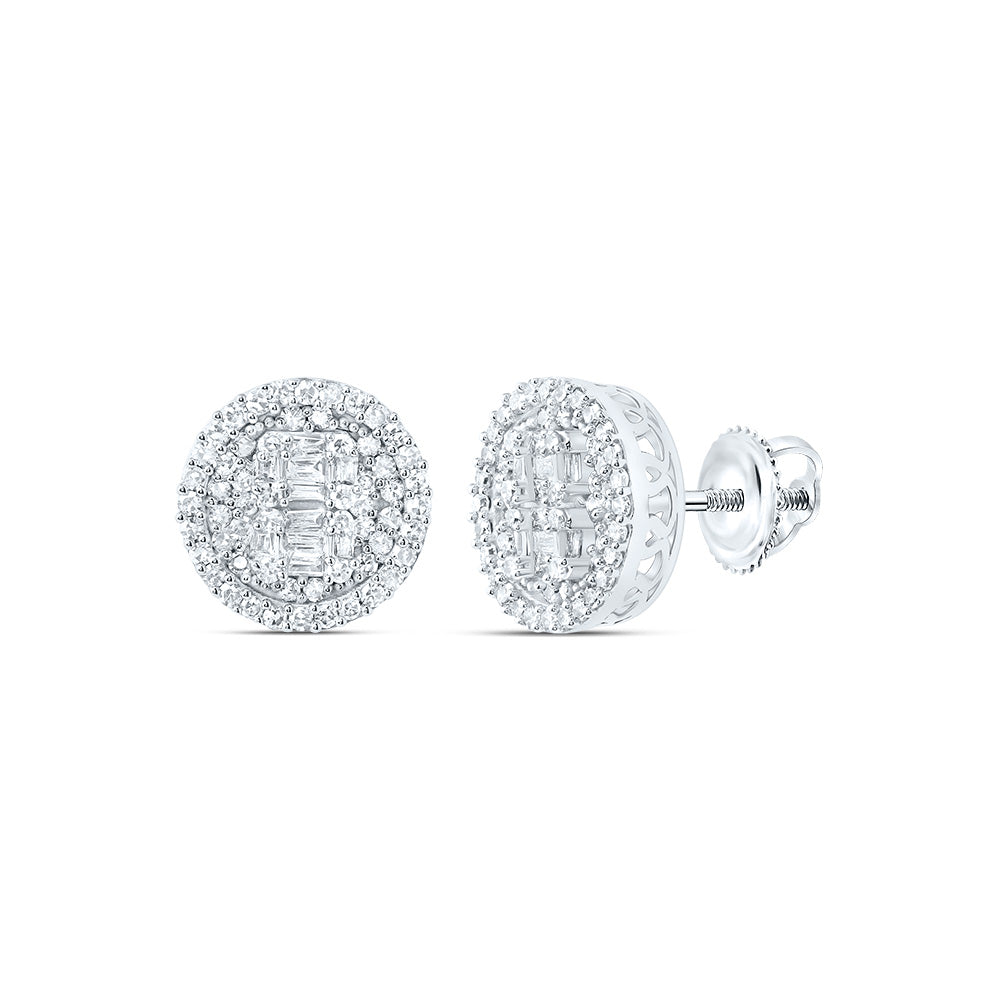 10kt White Gold 5/8 Cttw Natural Diamond Fashion Round Stud Earring