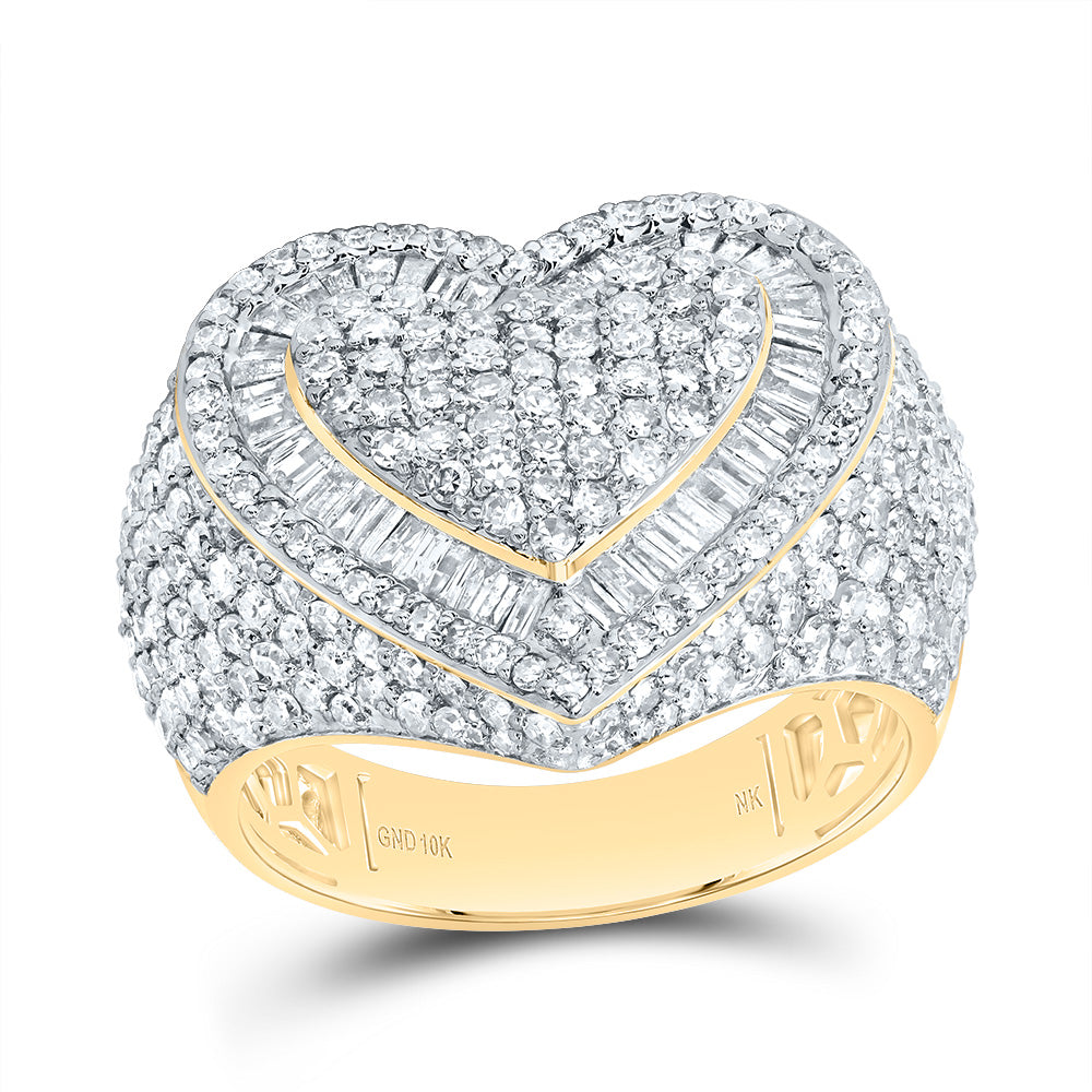 10kt Yellow Gold 1 7/8 Cttw Natural Diamond Fashion Heart Wedding Engagement Anniversary Ladies Ring, Women Size: 5-9