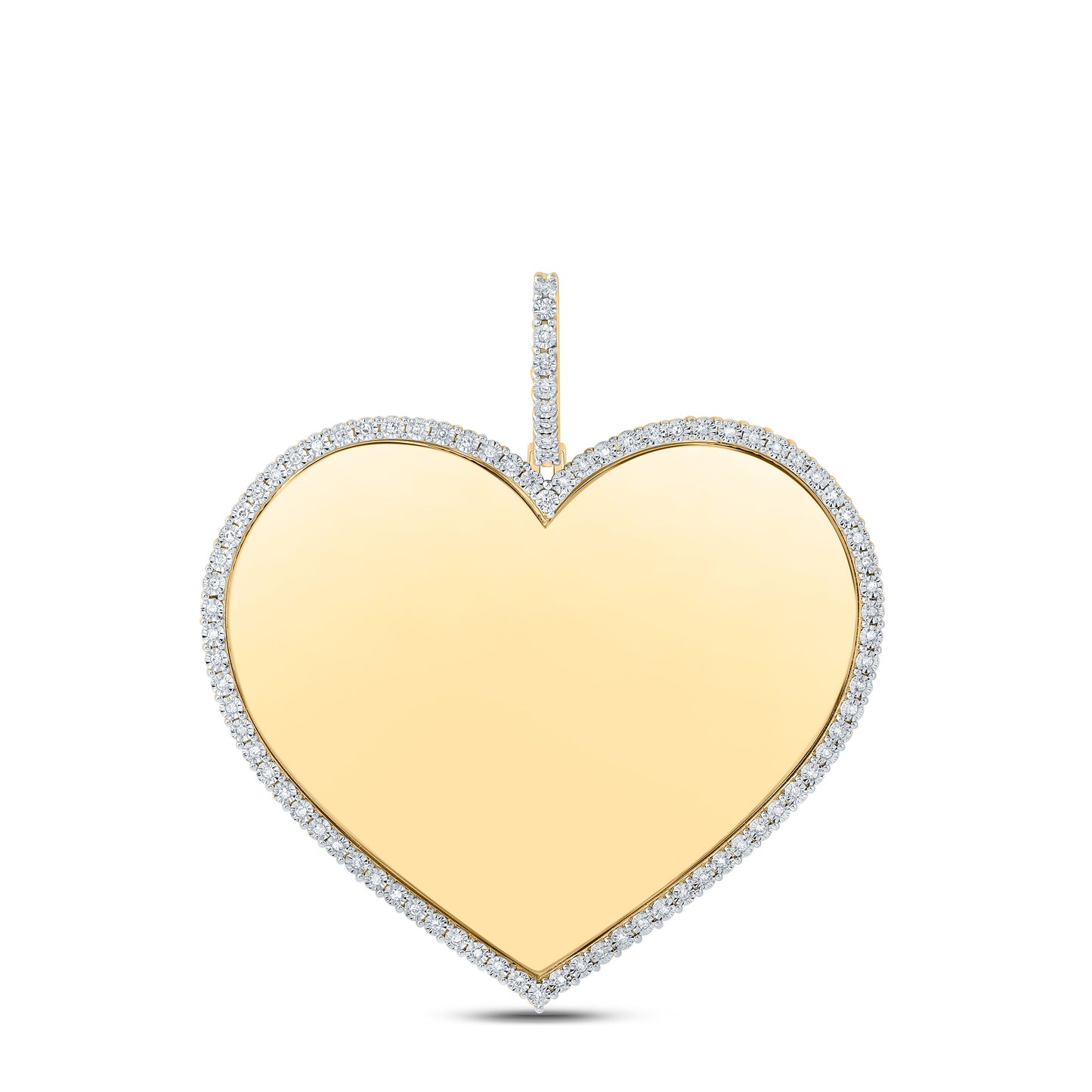 10kt Yellow Gold 1/3 Cttw Natural Diamond Memory Heart Mens Charm
