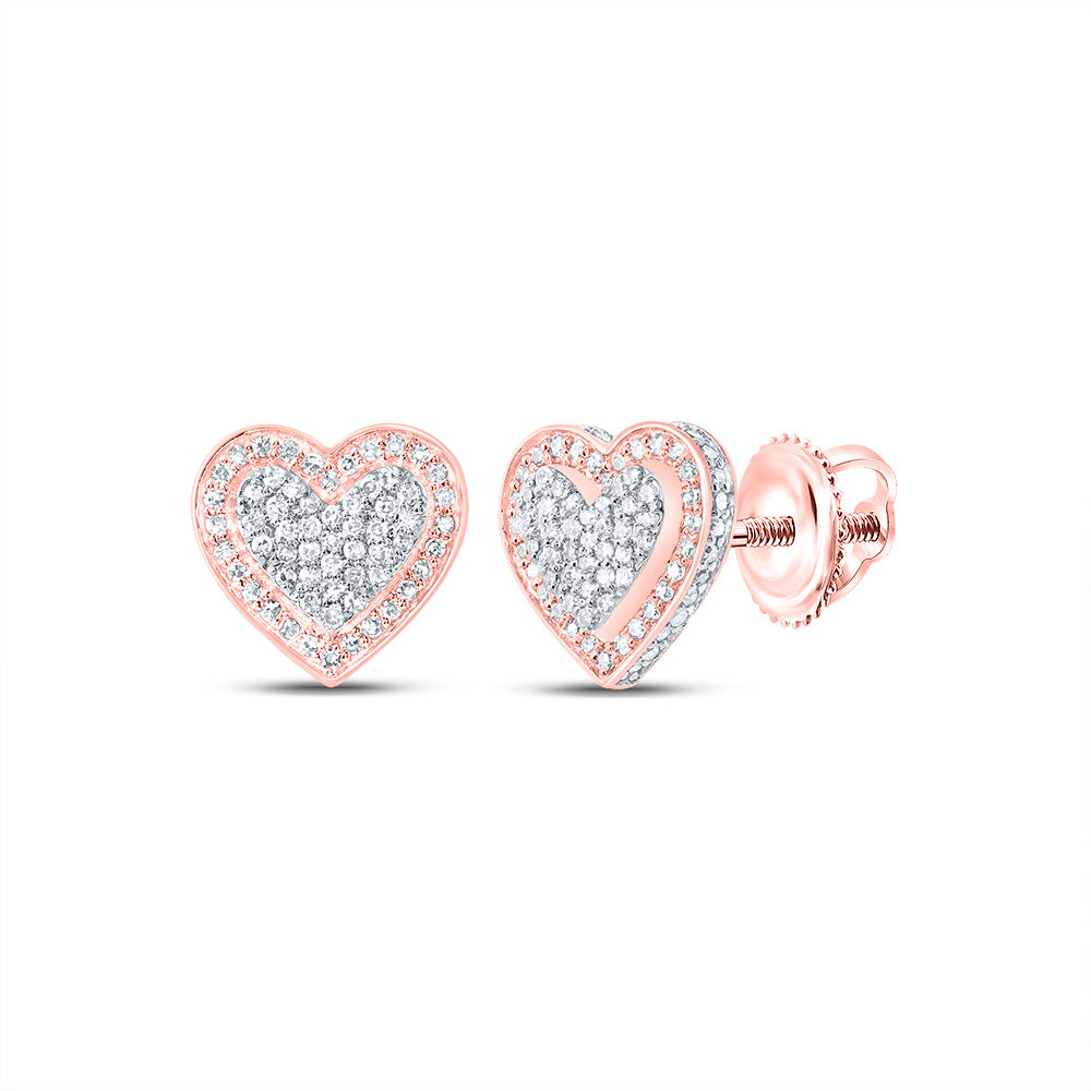 10kt Rose Gold 1/2 Cttw Natural Diamond Fashion Heart Stud Earring