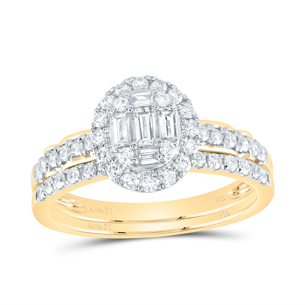 14kt Yellow Gold 3/4 Cttw Natural Diamond Ana M Diana Oval Wedding Engagement Anniversary Bridal Set, Women Size: 5-9