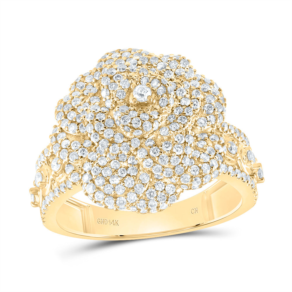 14kt Yellow Gold 2 Cttw Natural Diamond Fashion Rose Wedding Engagement Anniversary Ring, Women Size: 5-9