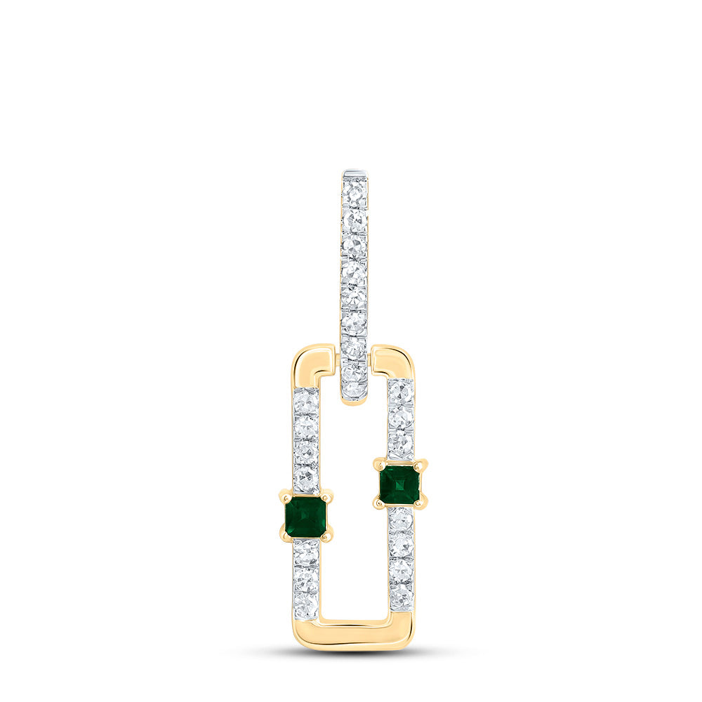 14kt Yellow Or White Or Rose Gold Diamond Pr Emerald Natural Gem Paper Clip Pendant