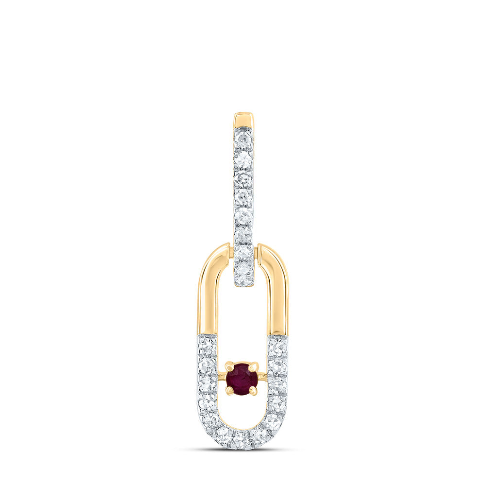 14kt Yellow Or White Or Rose Gold Diamond 1.8mm Round Emerald Natural Gem Paper Clip Pendant