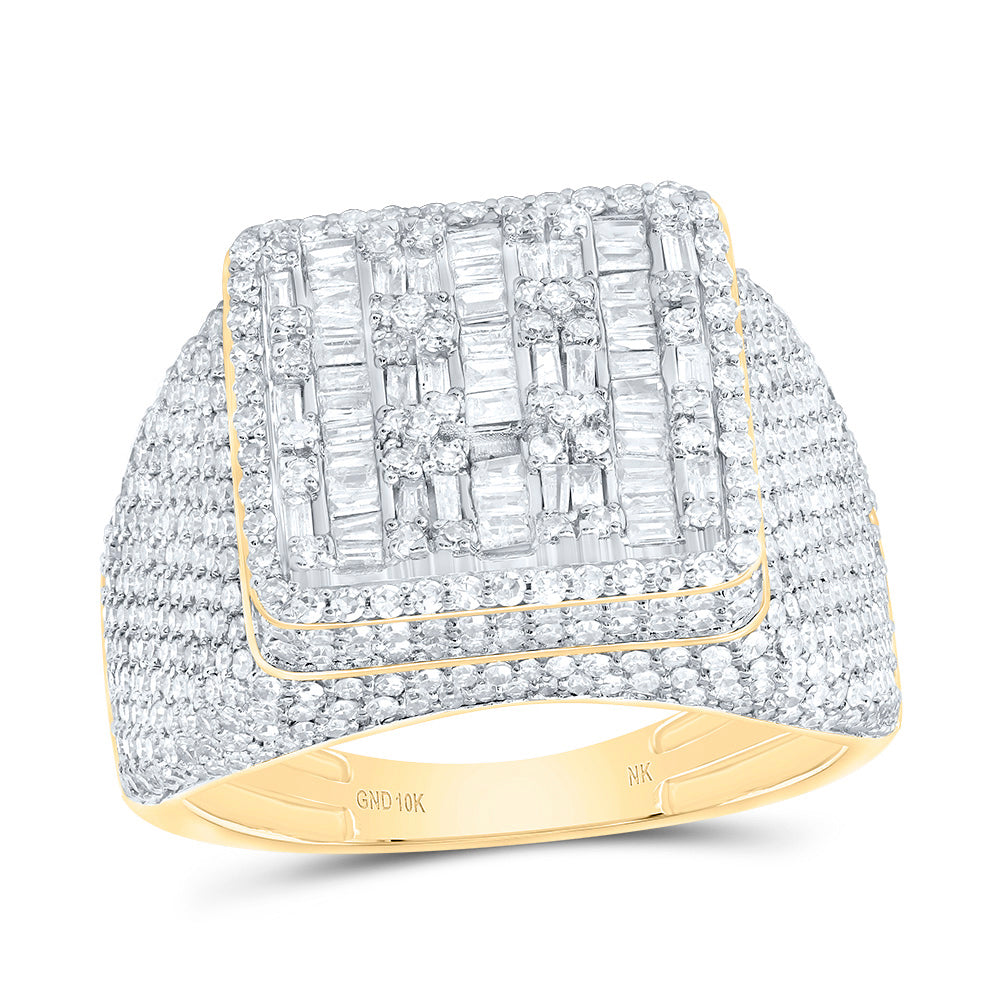 10kt Yellow Gold 2 1/2 Cttw Diamond Fashion Square Mens Ring, Men Size: 8-12