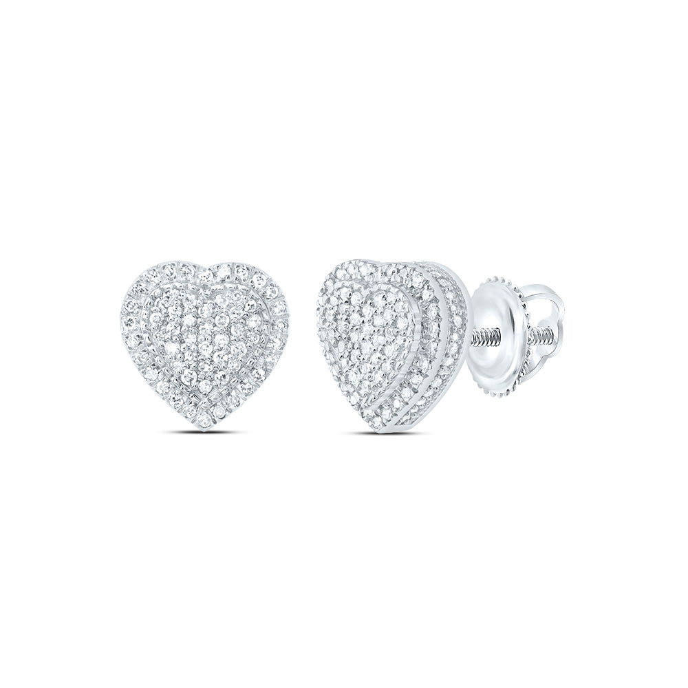 10kt White Gold 3/8 Cttw Natural Diamond Fashion Heart Earring