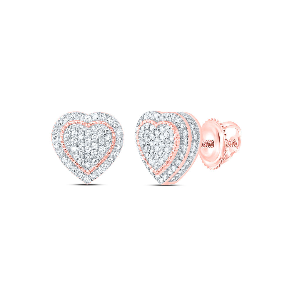10kt Rose Gold 3/8 Cttw Natural Diamond Fashion Heart Earring