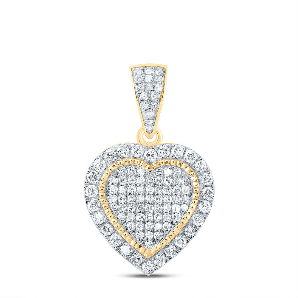 10kt Yellow Gold 7/8 Cttw Natural Diamond Fashion Heart Pendant