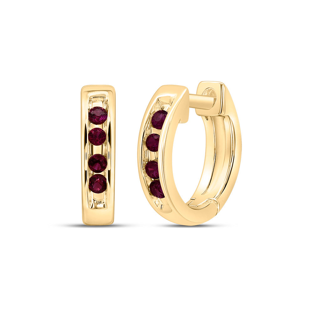 10kt Yellow Gold 1/12 Cttw Synthetic Gemstone Hoop Earring