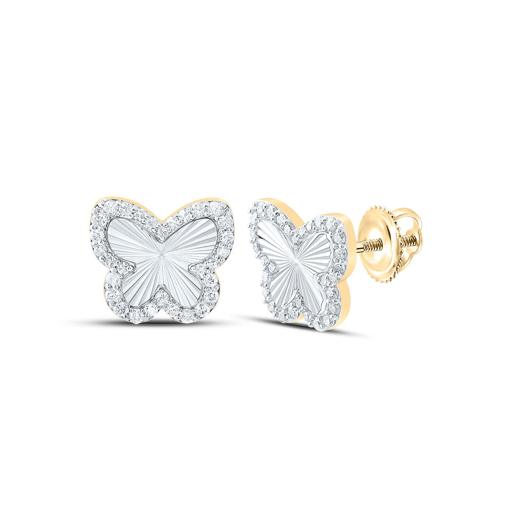 10kt Yellow Gold 3/8 Cttw Diamond Fashion Butterfly Earring