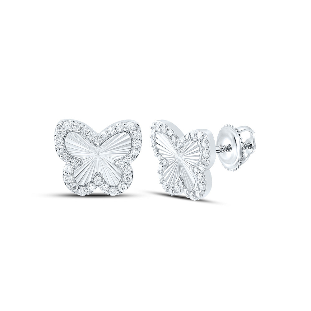 10kt White Gold 3/8 Cttw Diamond Fashion Butterfly Earring