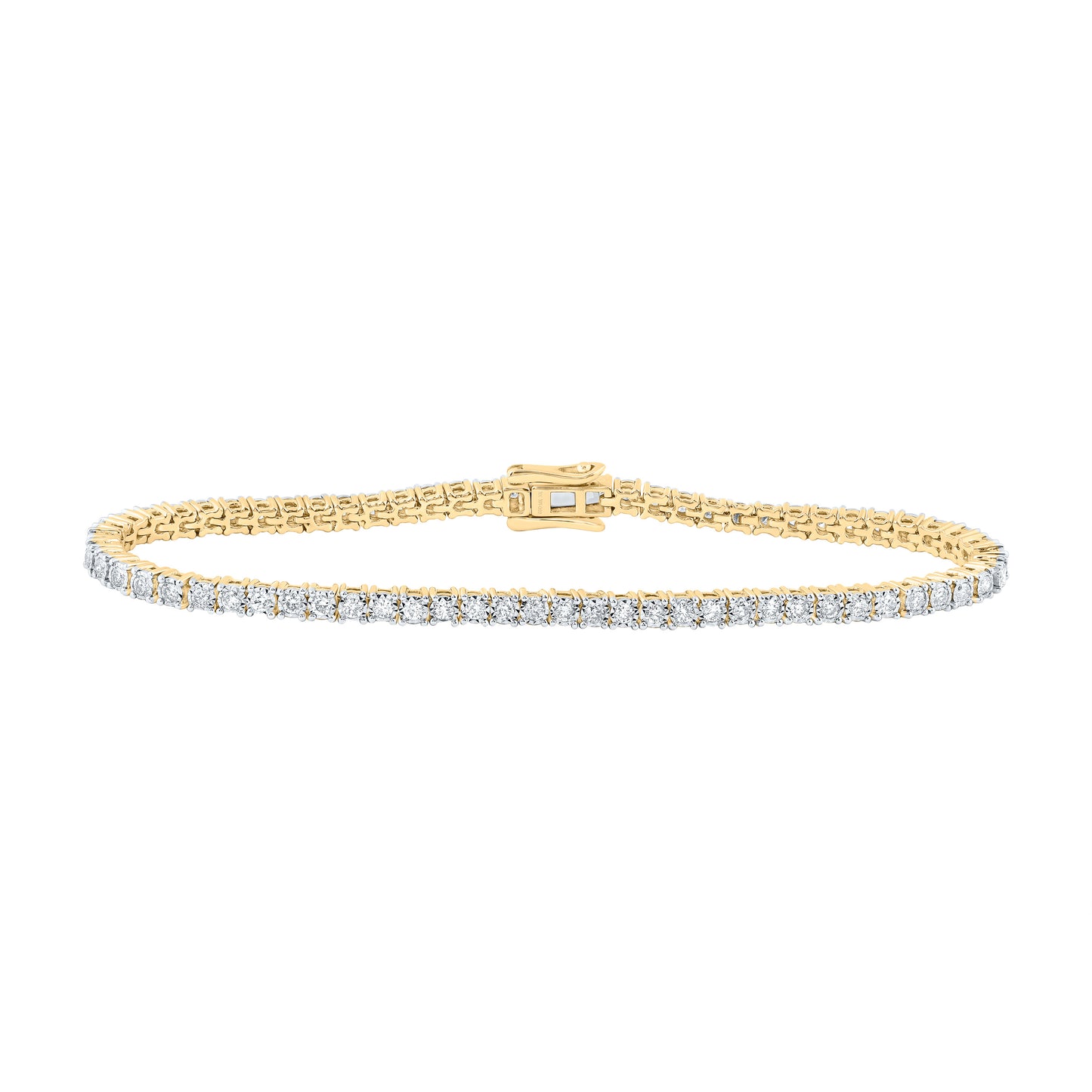 10kt Yellow Gold 1 1/2 Cttw Diamond Fashion Tennis Bracelet, Length: 7 Inch