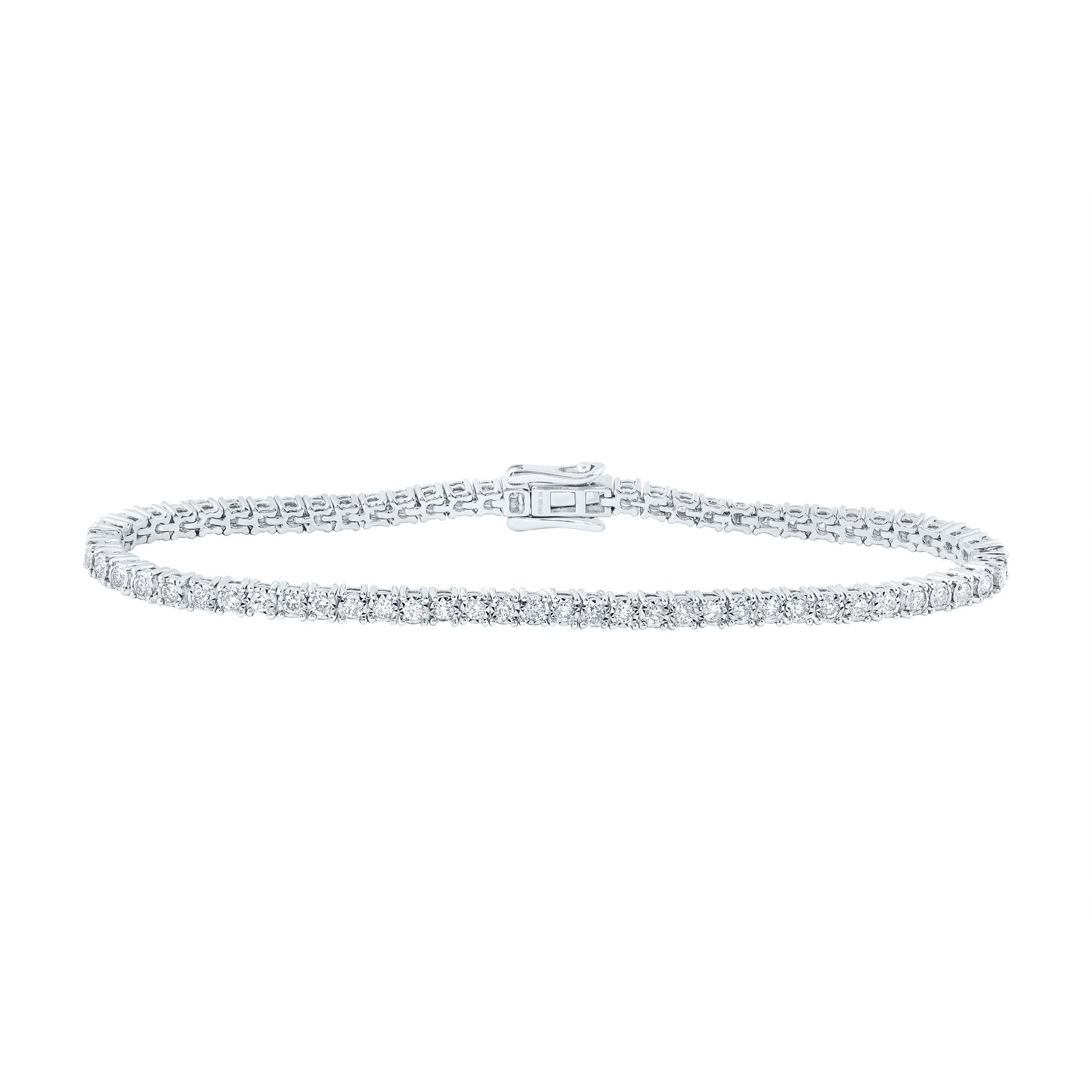 10kt White Gold 1 1/2 Cttw Diamond Fashion Tennis Bracelet, Length: 7 Inch