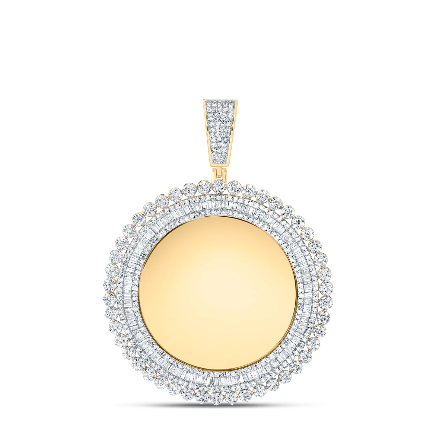 10kt Yellow Gold 3 Cttw Diamond Round Memory Mens Charm