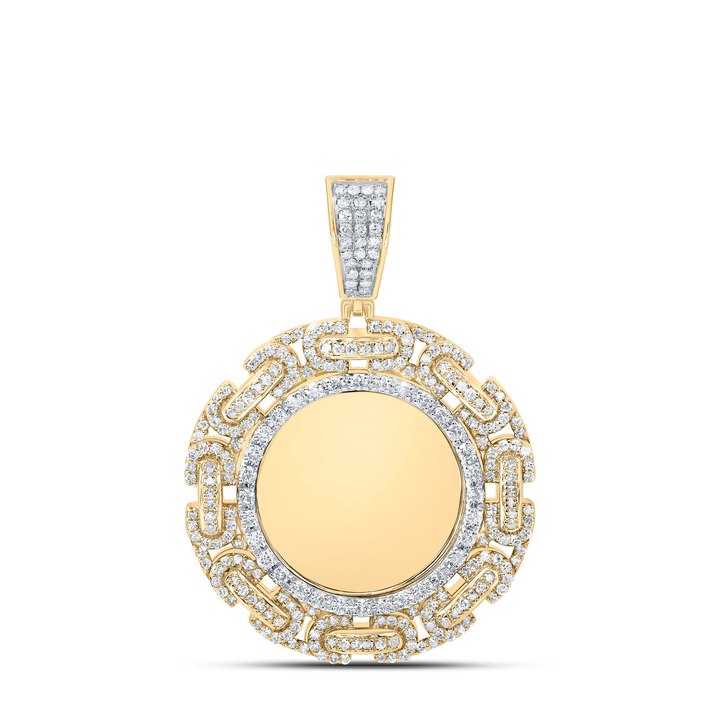 10kt Yellow Gold 1 5/8 Cttw Diamond Round Memory Mens Charm