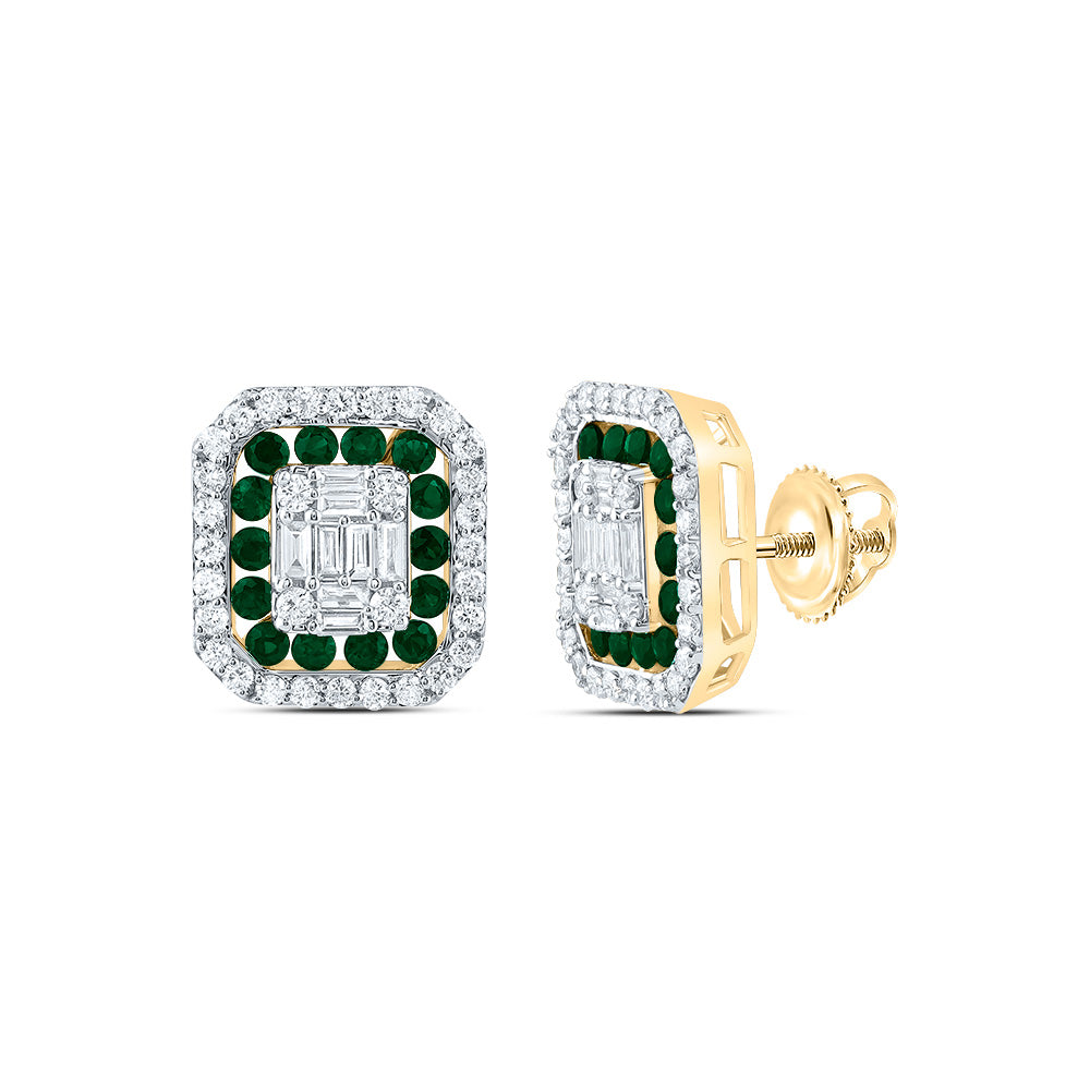 14kt Yellow Or White Gold Diamond Ana M and Round Natural Gem Octagon Stud Earring