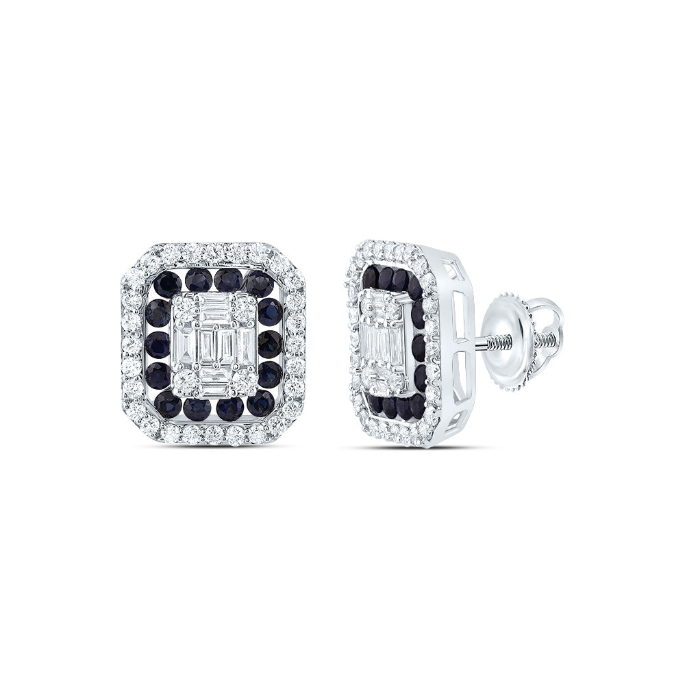 14kt Yellow Or White Gold Diamond Ana M and Round Natural Gem Octagon Stud Earring
