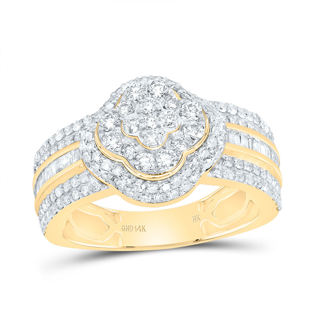 14kt Yellow Gold 1 Cttw Diamond Fashion Clover Wedding Engagement Anniversary Ring, Women Size: 5-9