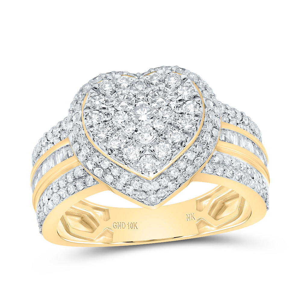 10kt Yellow Gold 1 Cttw Natural Diamond Fashion Heart Wedding Engagement Anniversary Ring, Women Size: 5-9