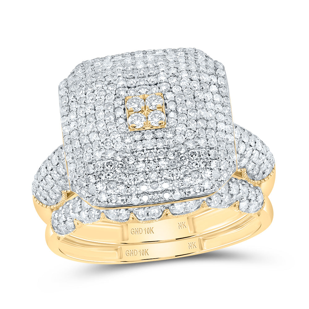 10kt Yellow Gold 1 1/2 Cttw Diamond Fashion Octagon Wedding Engagement Anniversary Bridal Set, Women Size: 5-9