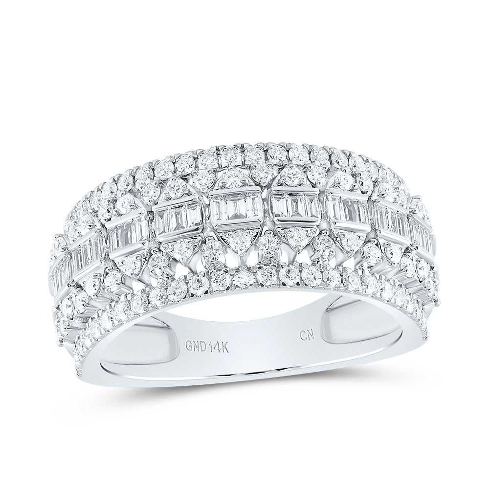 14kt White Gold 7/8 Cttw Diamond Fashion Bridal Wedding Engagement Anniversary Womens Band, Women Size: 5-9