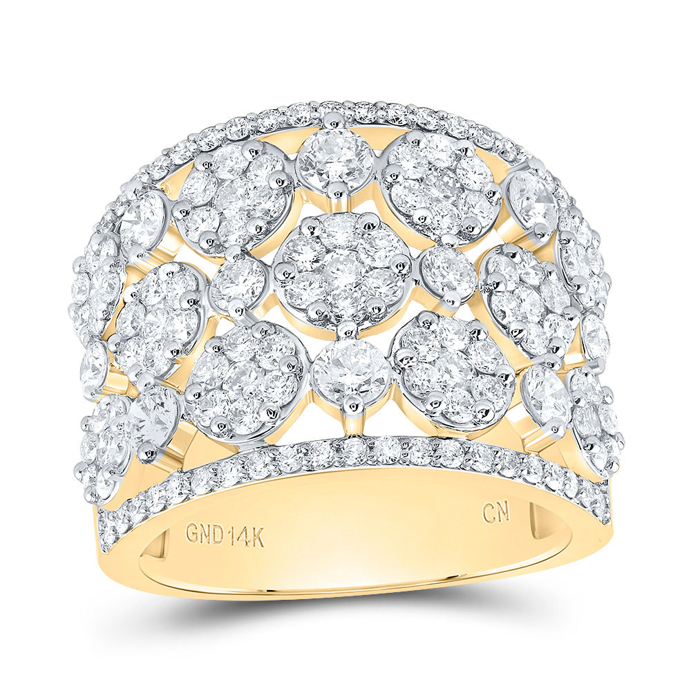 14kt Yellow Gold 2 1/2 Cttw Diamond Fashion Bridal Wedding Engagement Anniversary Womens Band, Women Size: 5-9
