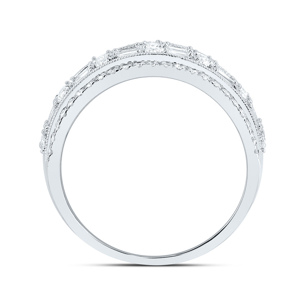 14kt White Gold 1 Cttw Diamond Fashion Bridal Wedding Engagement Anniversary Womens Band, Women Size: 5-9