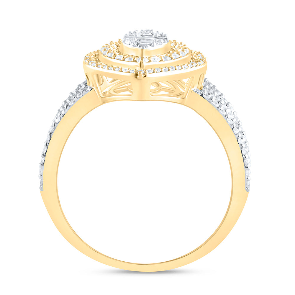 14kt Yellow Gold 1 3/4 Cttw Diamond Ana M Fashion Marquise Baguette Wedding Engagement Anniversary Bridal Ring, Women Size: 5-9