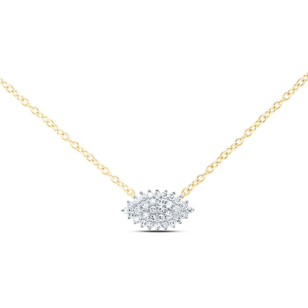 10kt Yellow Gold 1/8 Cttw Diamond Marquise Necklace, Length: 18 Inch
