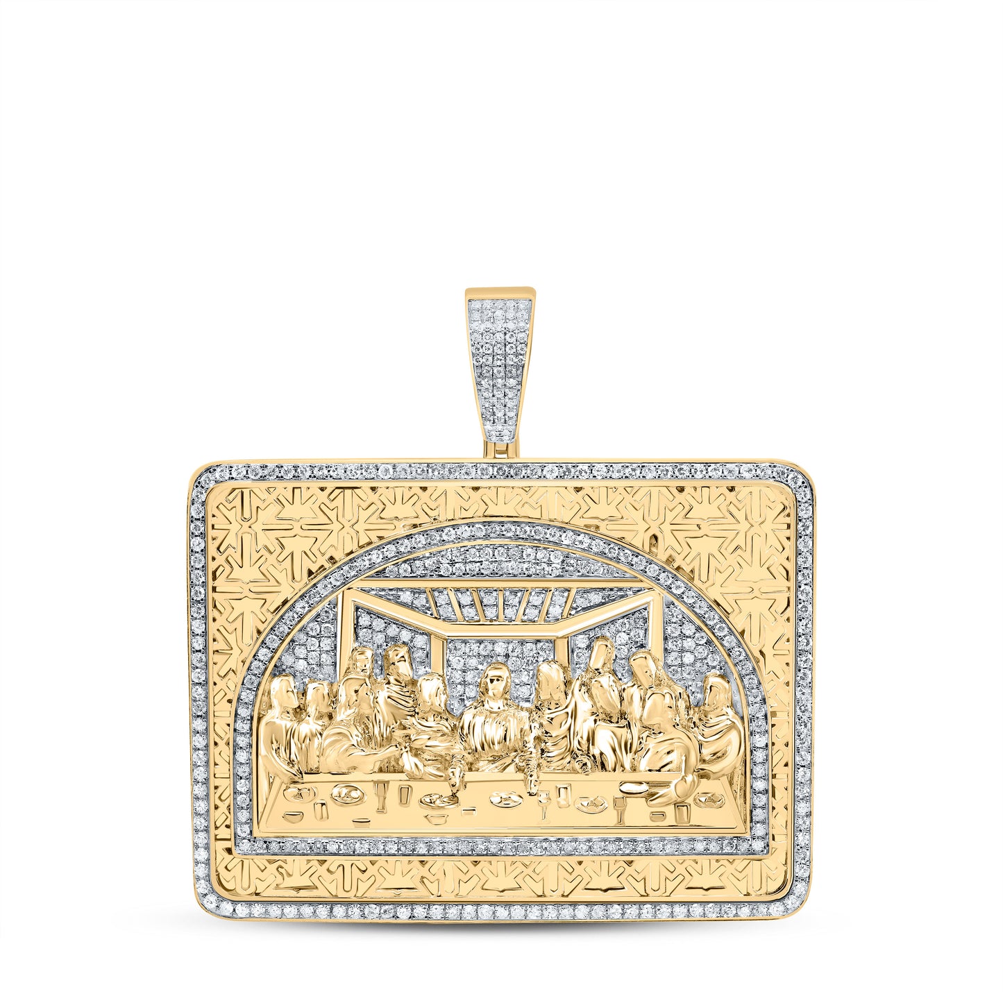 10kt Yellow Gold 2 Cttw Diamond Last Supper Mens Charm