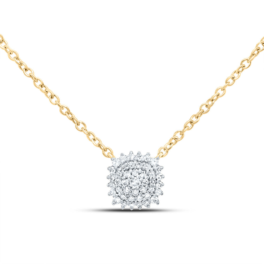 10kt Yellow Gold 1/6 Cttw Diamond Cushion Necklace, Length: 18 Inch