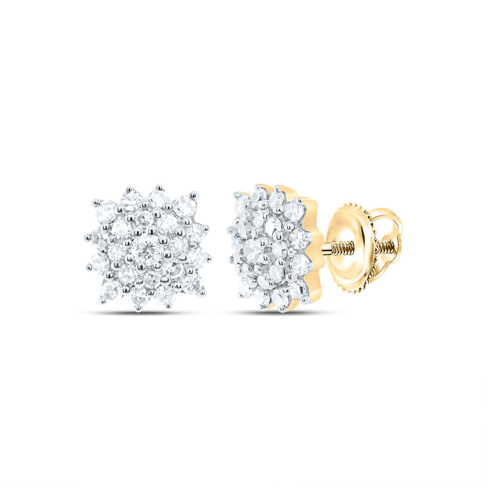10kt Yellow Gold 1/5 Cttw Diamond Cushion Stud Earring