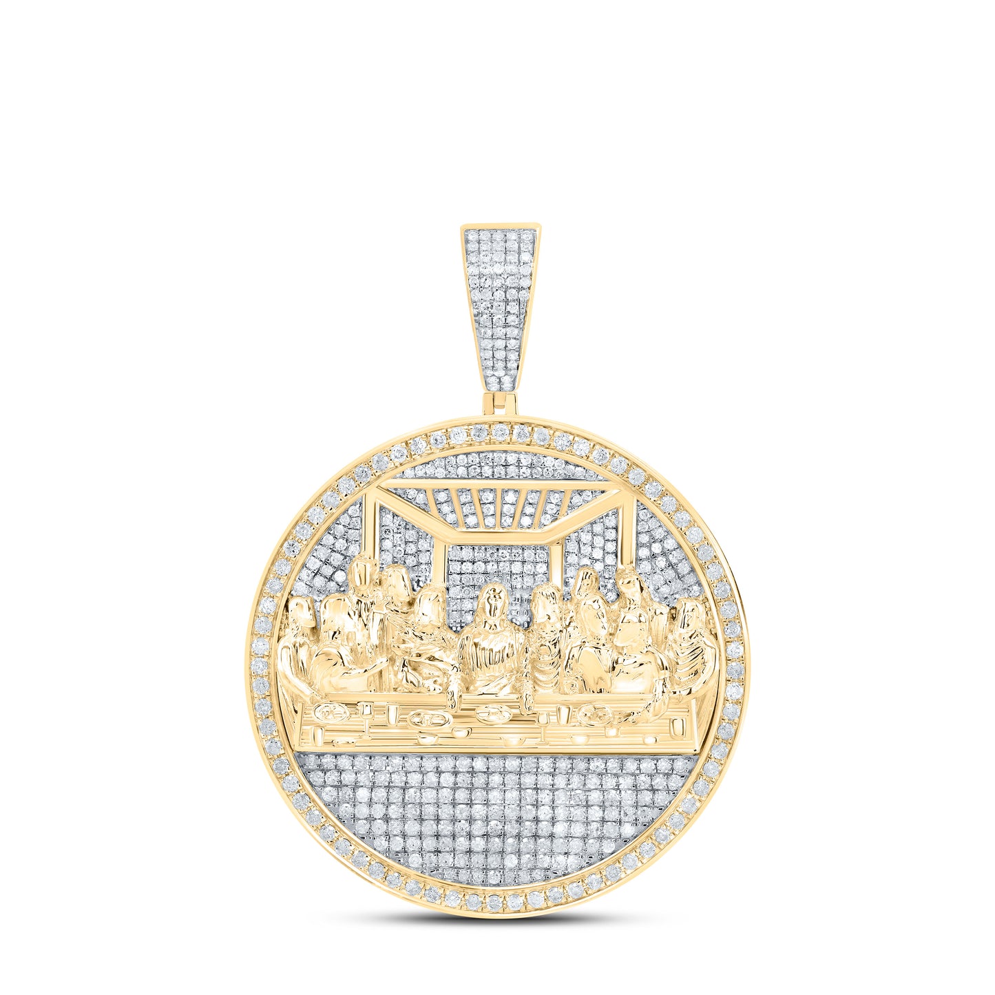 10kt Yellow Gold 2 Cttw Diamond Last Supper Mens Charm