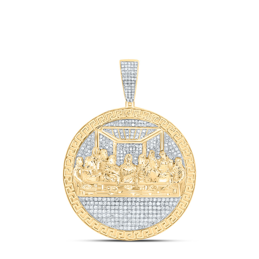 10kt Yellow Gold 1 1/4 Cttw Diamond Last Supper Mens Charm