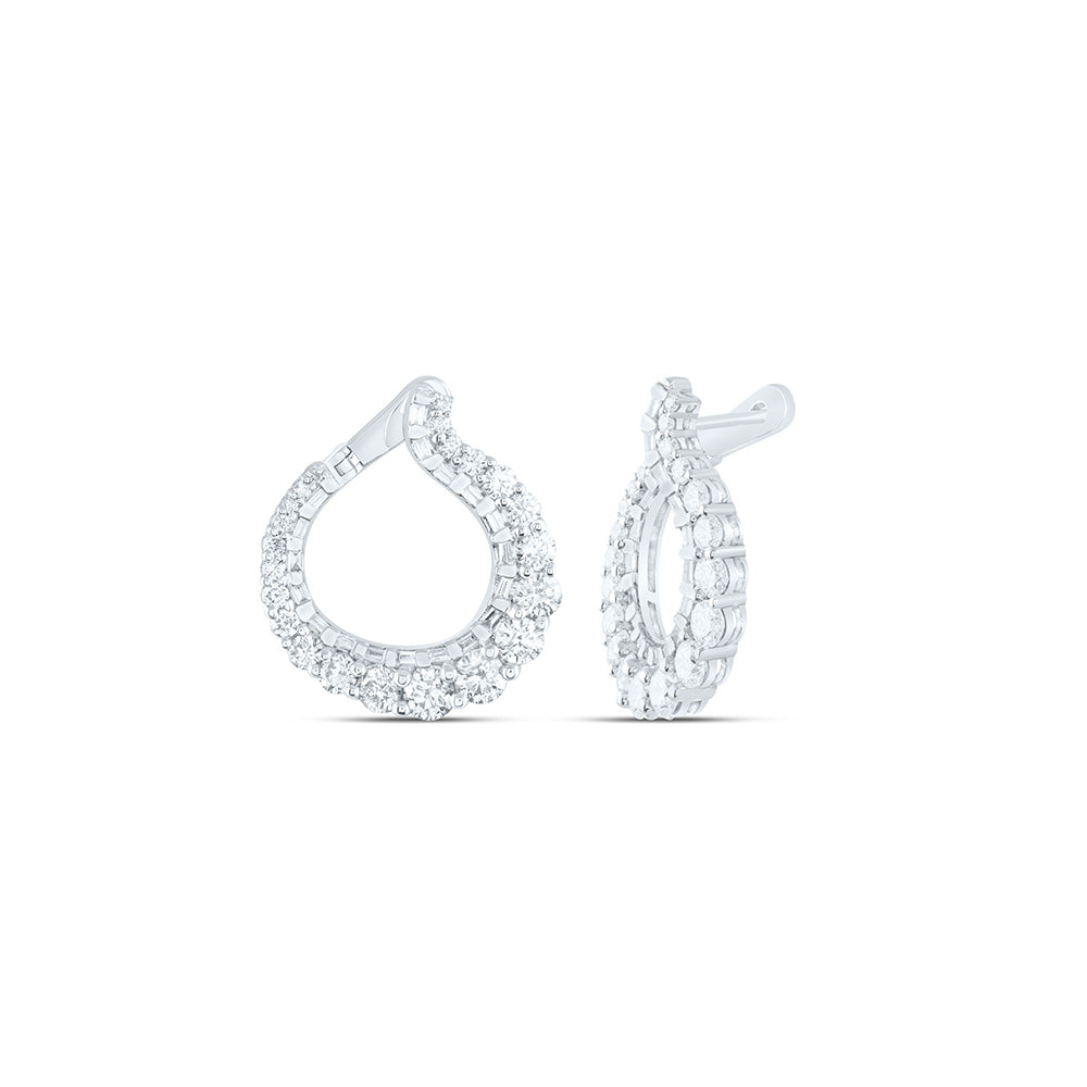14kt White Gold 2 1/5 Cttw Diamond Ana M Fashion Hoop Earring