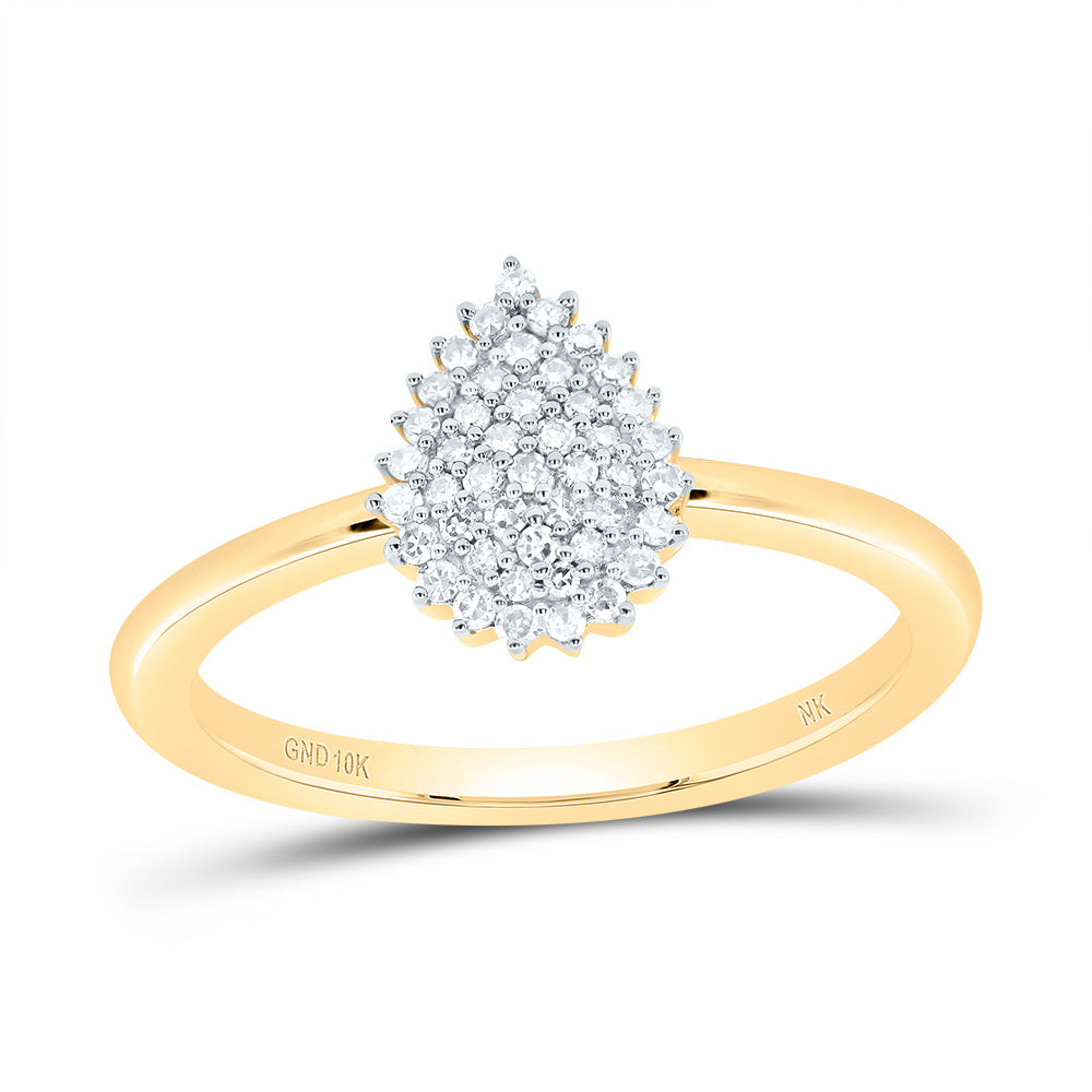 10kt Yellow Gold 1/6 Cttw Diamond Pear Wedding Engagement Anniversary Ring, Women Size: 5-9