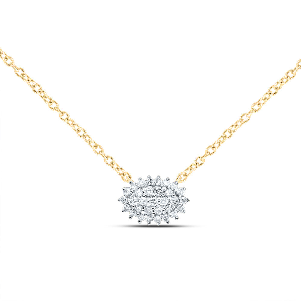 10kt Yellow Gold 1/6 Cttw Diamond Oval Necklace, Length: 18 Inch