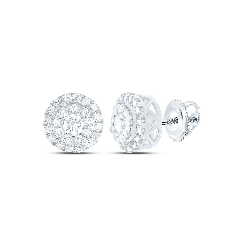 14kt White Gold 5/8 Cttw Diamond Ana M Elite Fashion Round Stud Earring