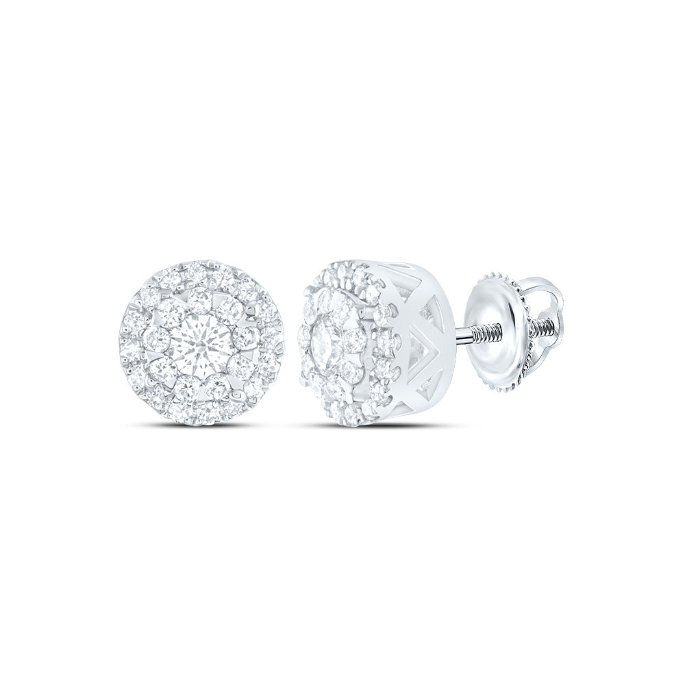 14kt White Gold 1/3 Cttw Diamond Ana M Elite Fashion Round Stud Earring
