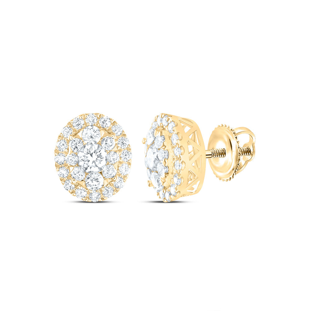 14kt Yellow Gold 1 Cttw Diamond Ana M Elite Fashion Oval Stud Earring