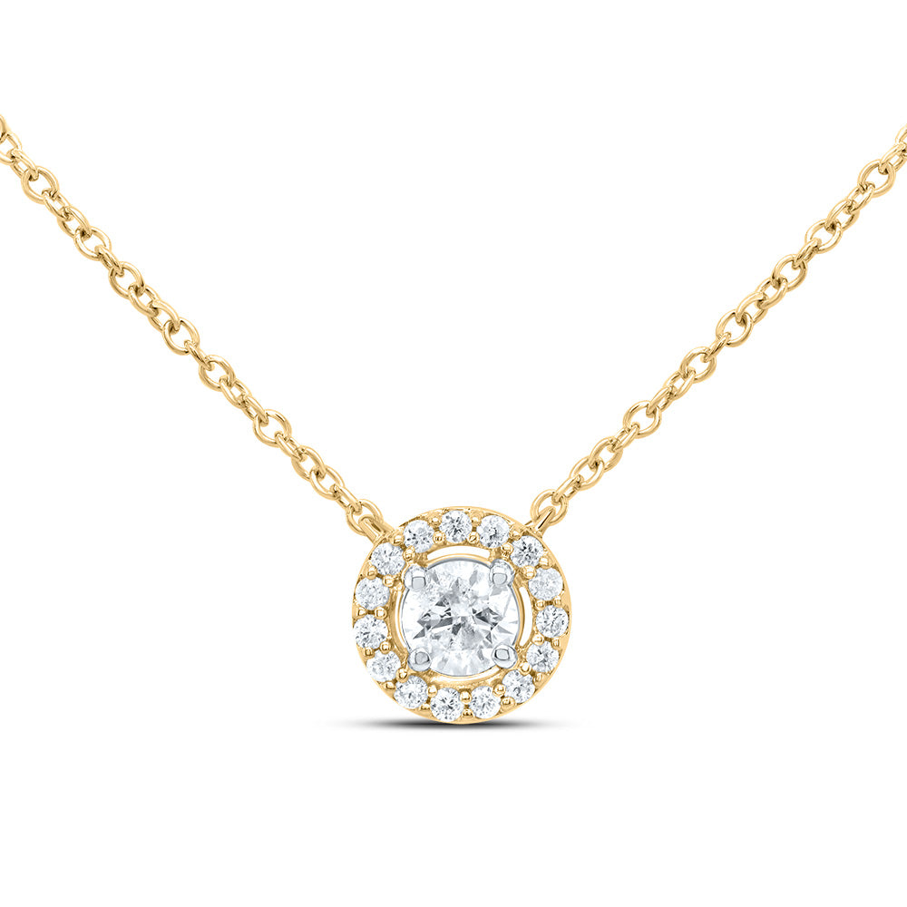 14kt Yellow Gold 1/5 Cttw Diamond Fashion Round Necklace, Length: 18 Inch