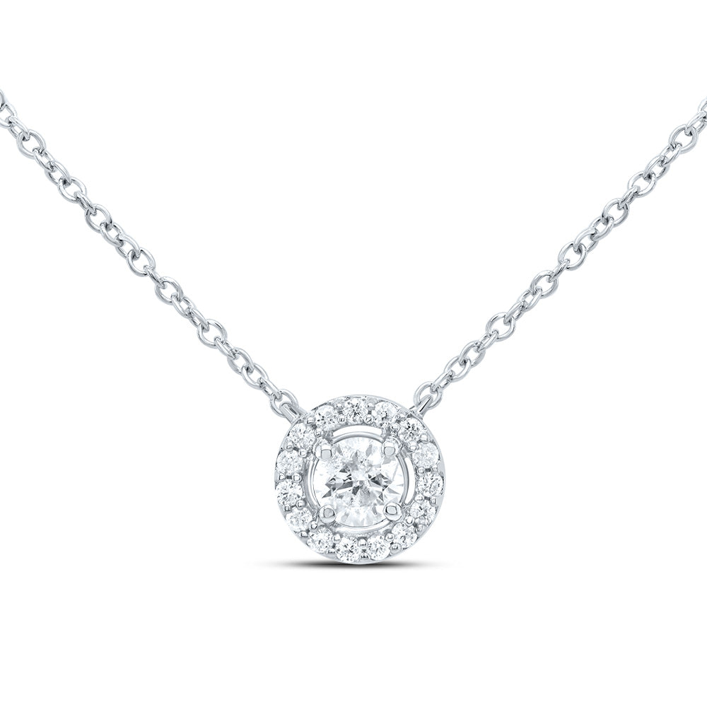14kt White Gold 1/5 Cttw Diamond Fashion Round Necklace, Length: 18 Inch