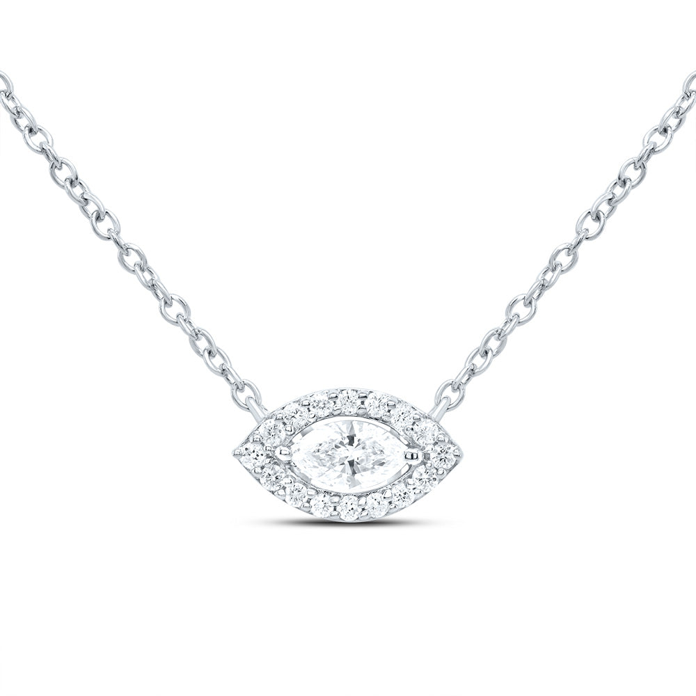 14kt White Gold 1/5 Cttw Diamond Fashion Marquise Necklace, Length: 18 Inch