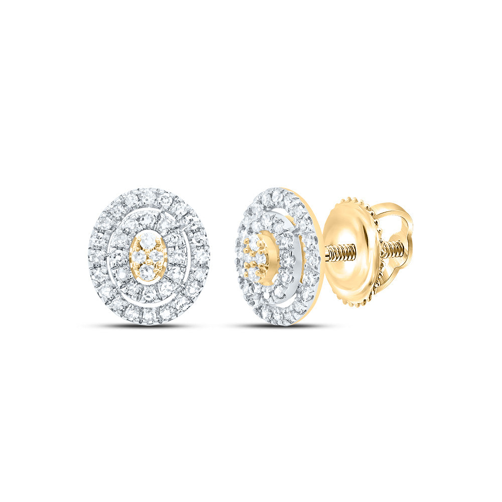 10kt Yellow Gold 1/5 Cttw Diamond Oval Stud Earring