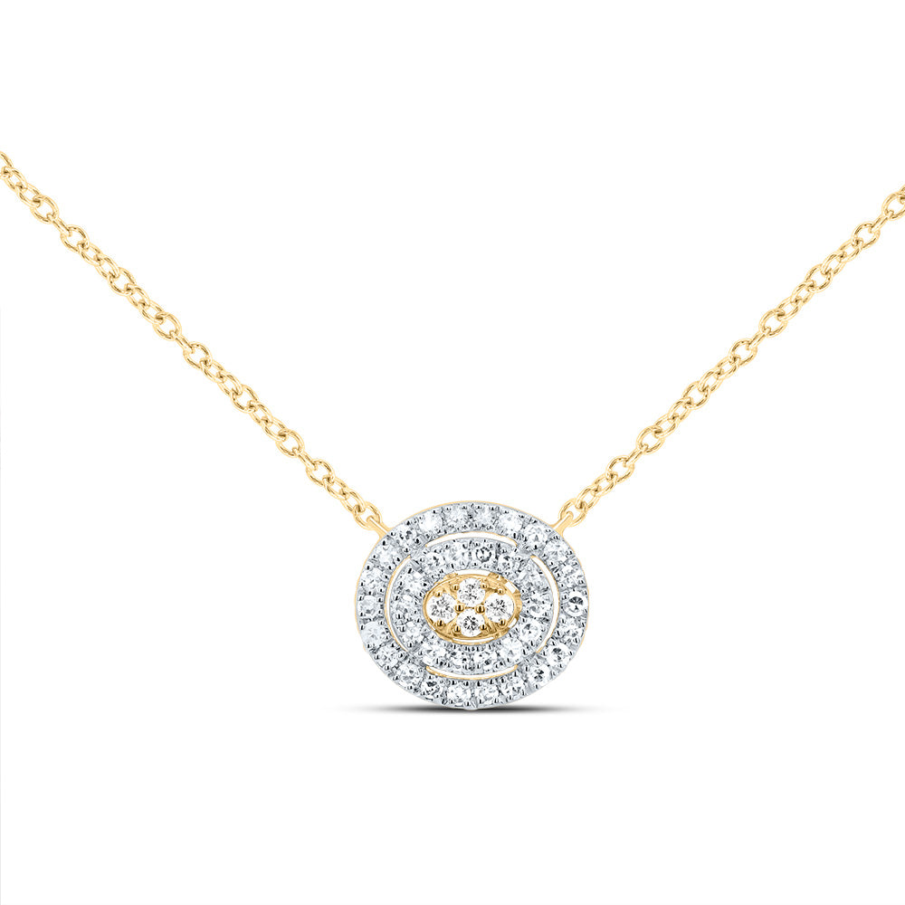 10kt Yellow Gold 1/6 Cttw Diamond Oval Necklace, Length: 18 Inch